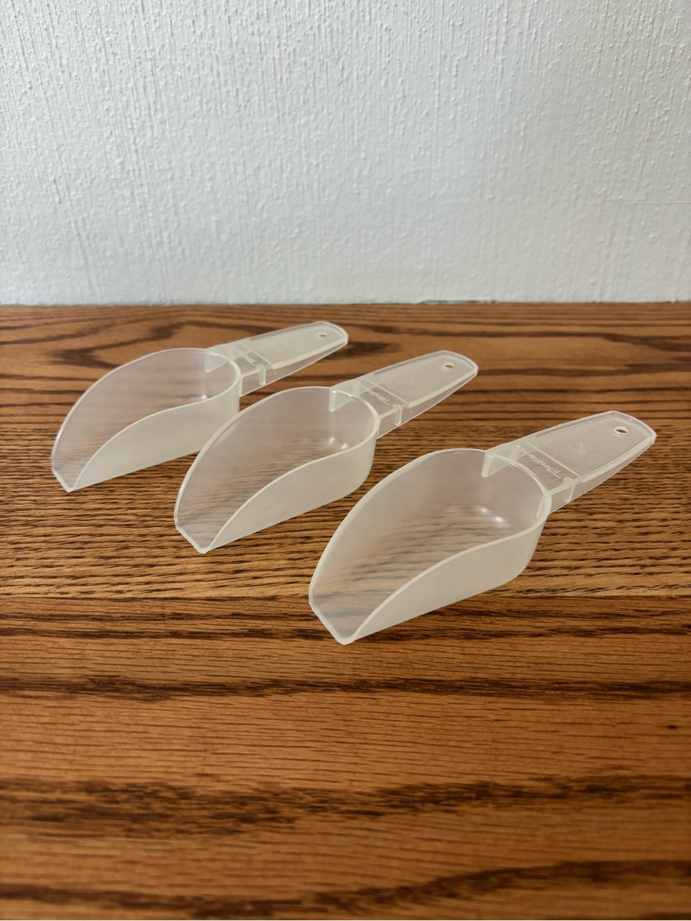 Vintage TUPPERWARE Small Canister Scoop Handle Classic Sheer White Color Set 3